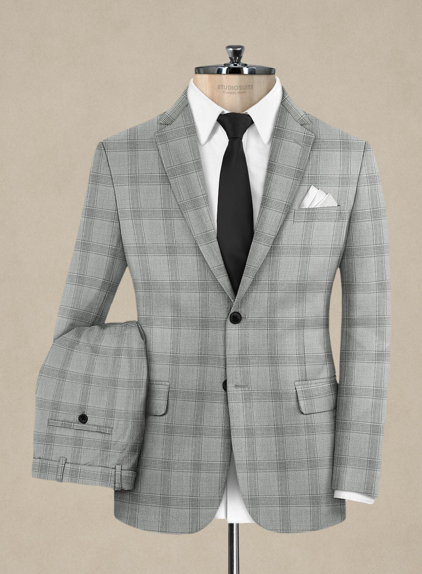 Italian Murano Sageo Gray Wool Linen Silk Suit - StudioSuits