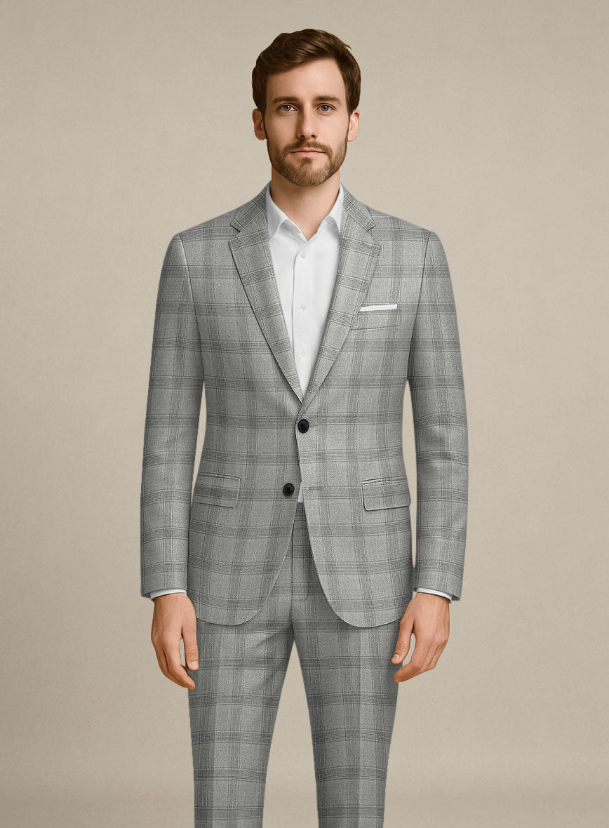 Italian Murano Sageo Gray Wool Linen Silk Suit - StudioSuits