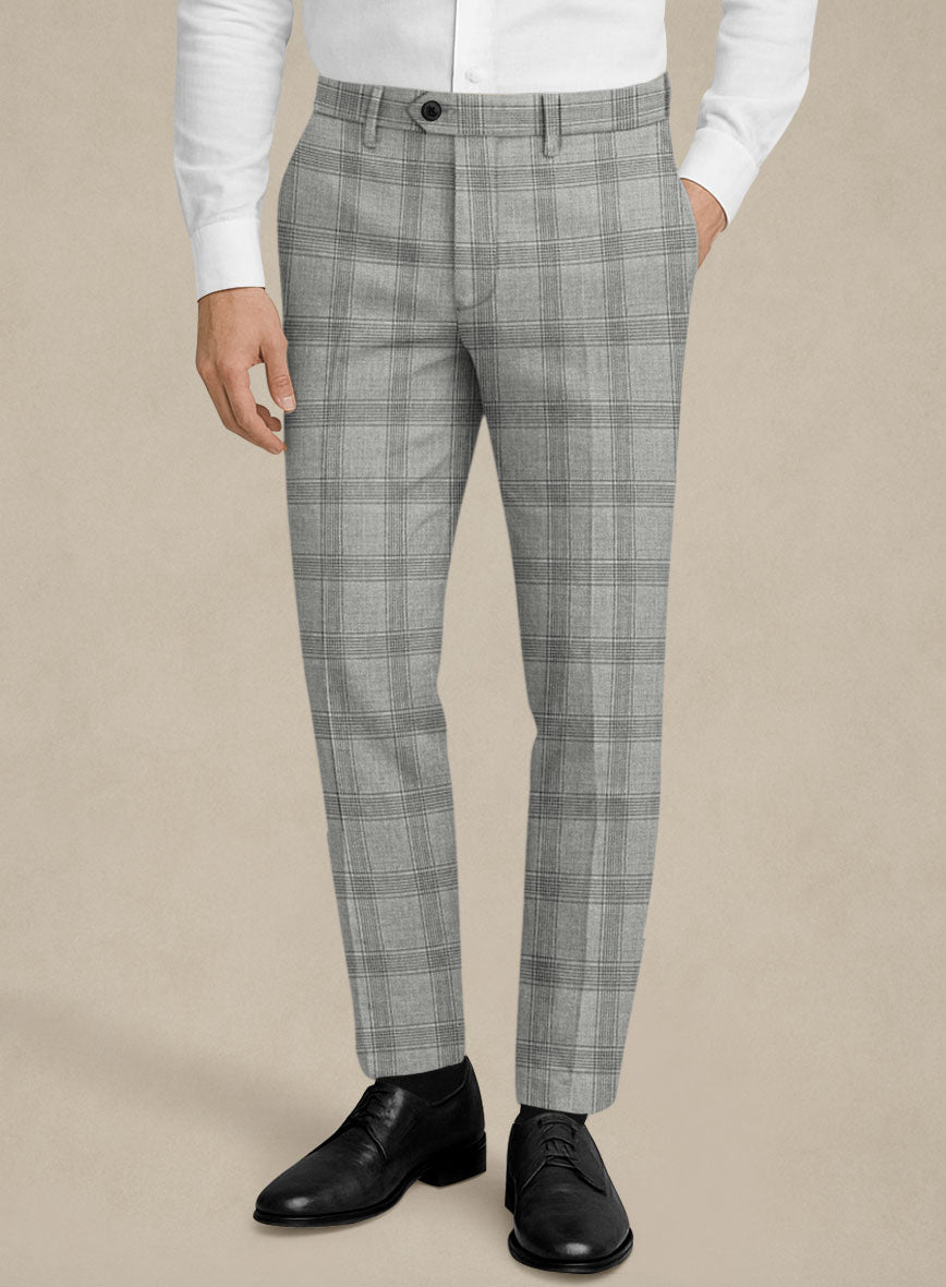 Italian Murano Sageo Gray Wool Linen Silk Pants - StudioSuits