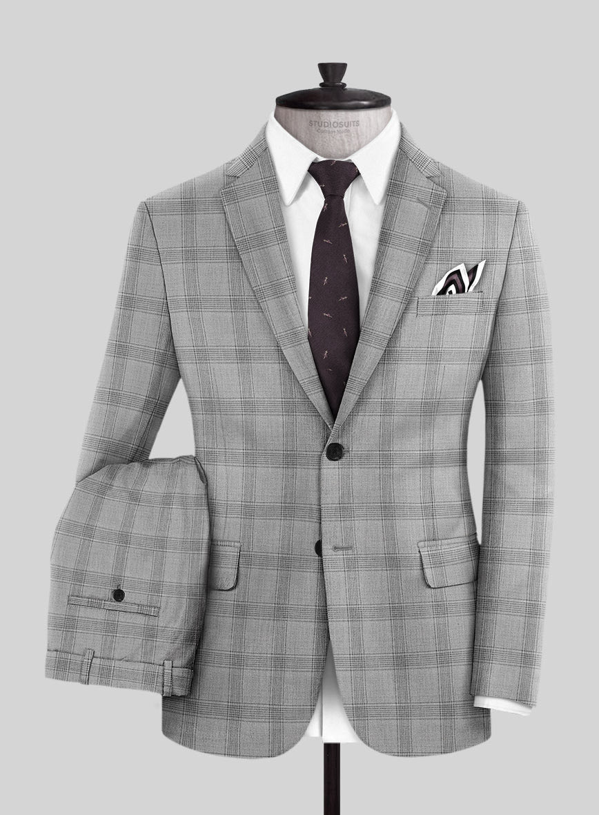 Italian Murano Sageo Gray Wool Linen Silk Suit - StudioSuits