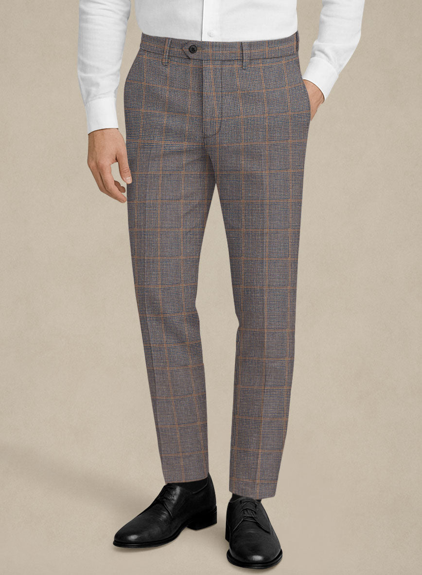 Italian Murano Satie Houndstooth Wool Linen Silk Pants - StudioSuits