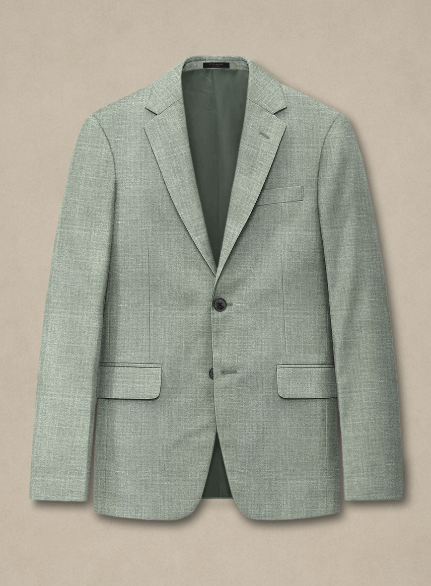 Italian Murano Seasalt Green Wool Linen Silk Jacket - StudioSuits