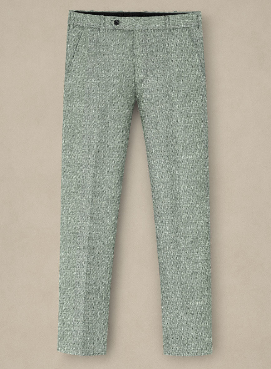 Italian Murano Seasalt Green Wool Linen Silk Pants - StudioSuits