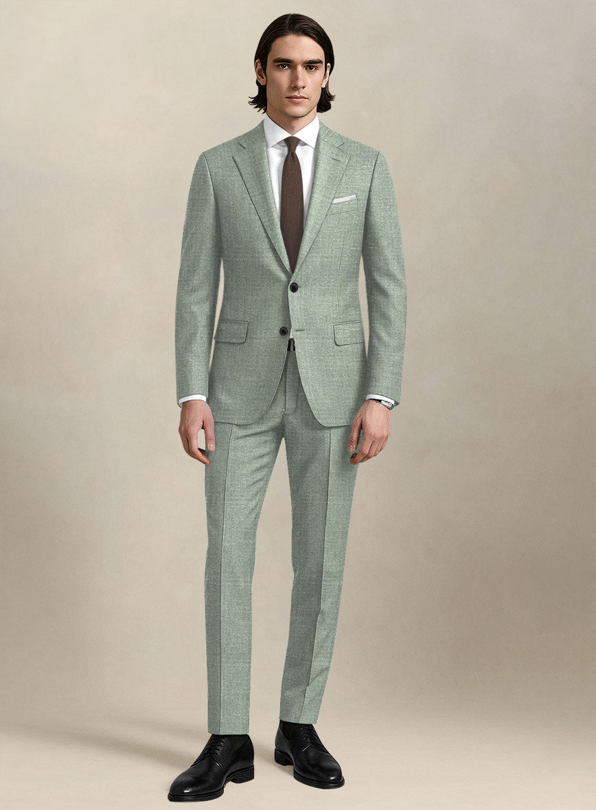 Italian Murano Seasalt Green Wool Linen Silk Suit - StudioSuits