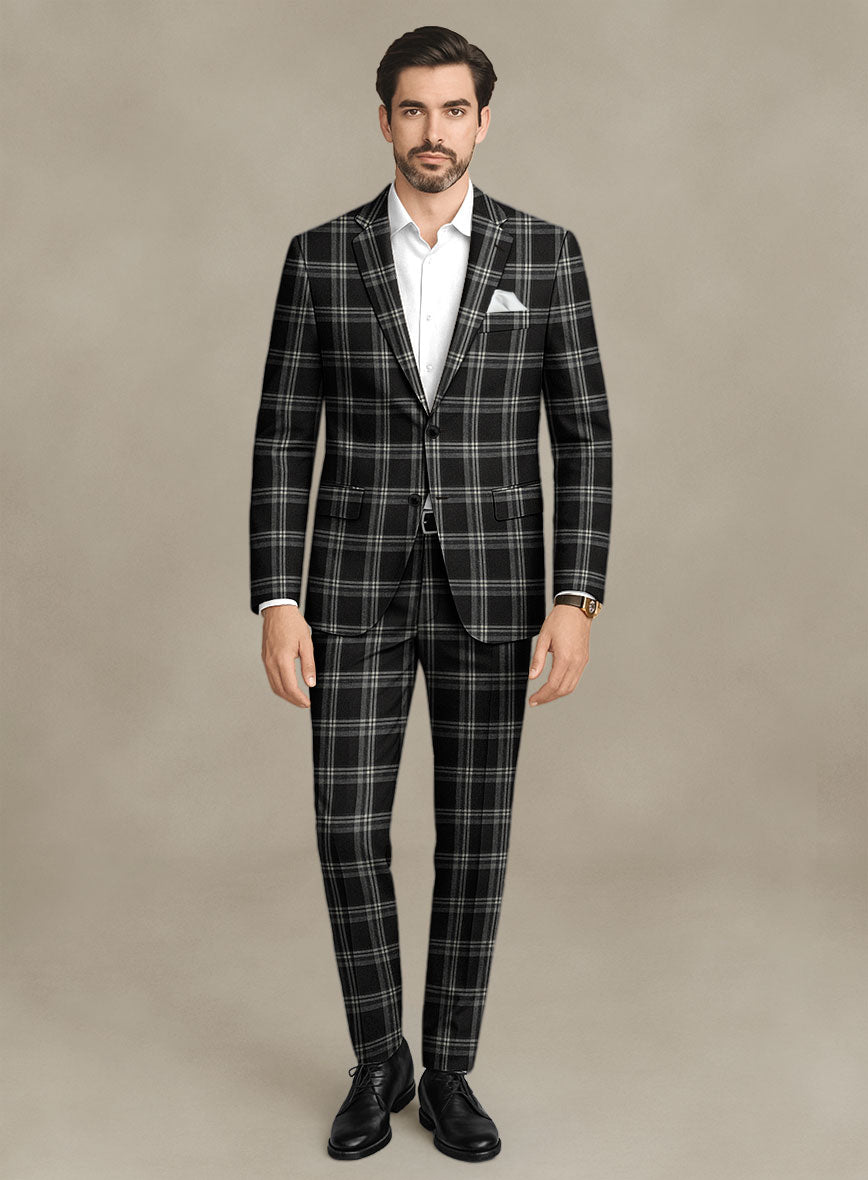 Italiano Murano Oseja Black Wool Linen Silk Suit - StudioSuits