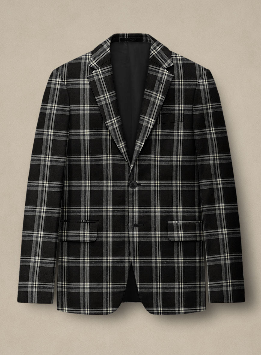 Italiano Murano Oseja Black Wool Linen Silk Jacket - StudioSuits