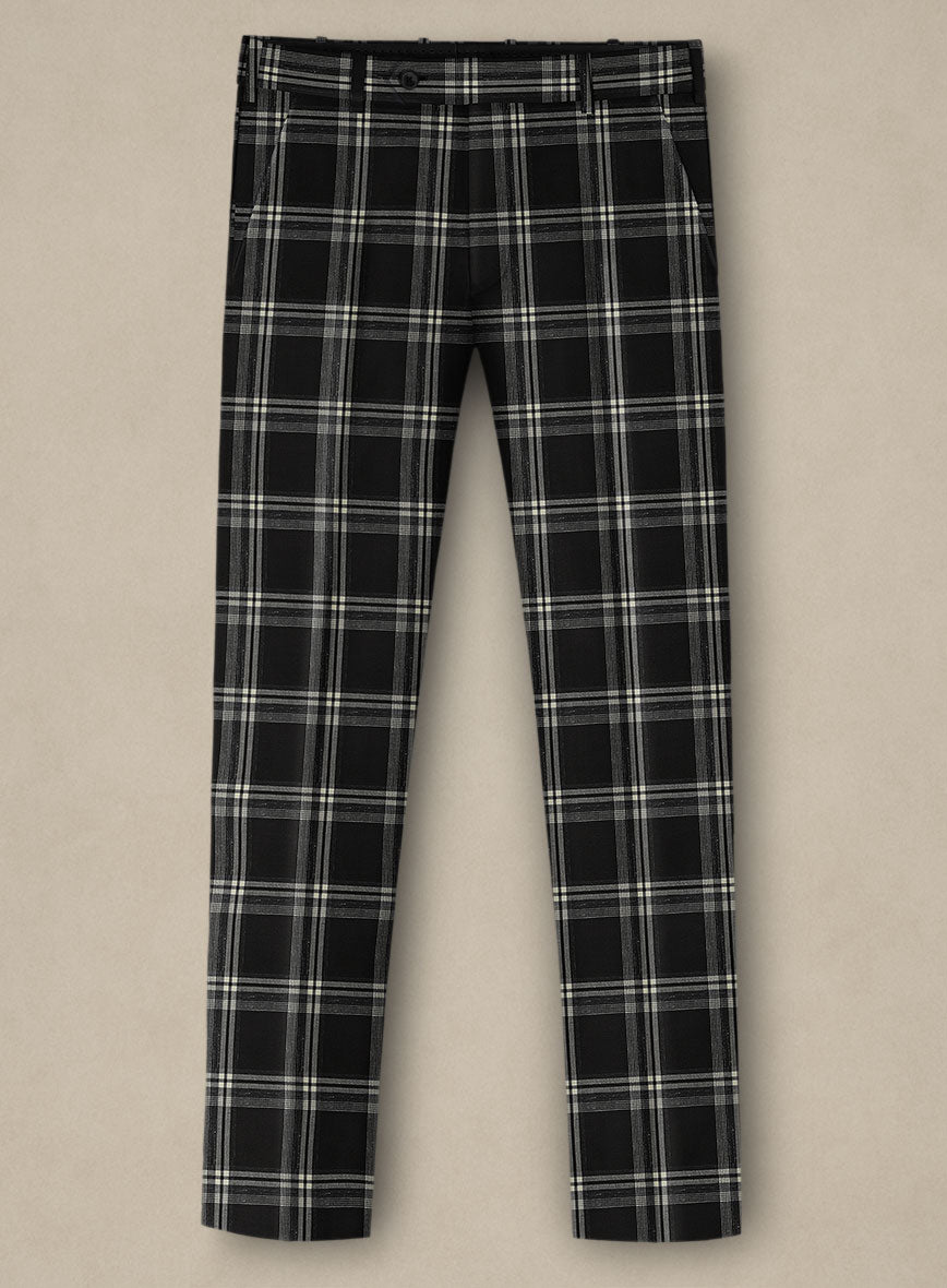 Italiano Murano Oseja Black Wool Linen Silk Pants - StudioSuits