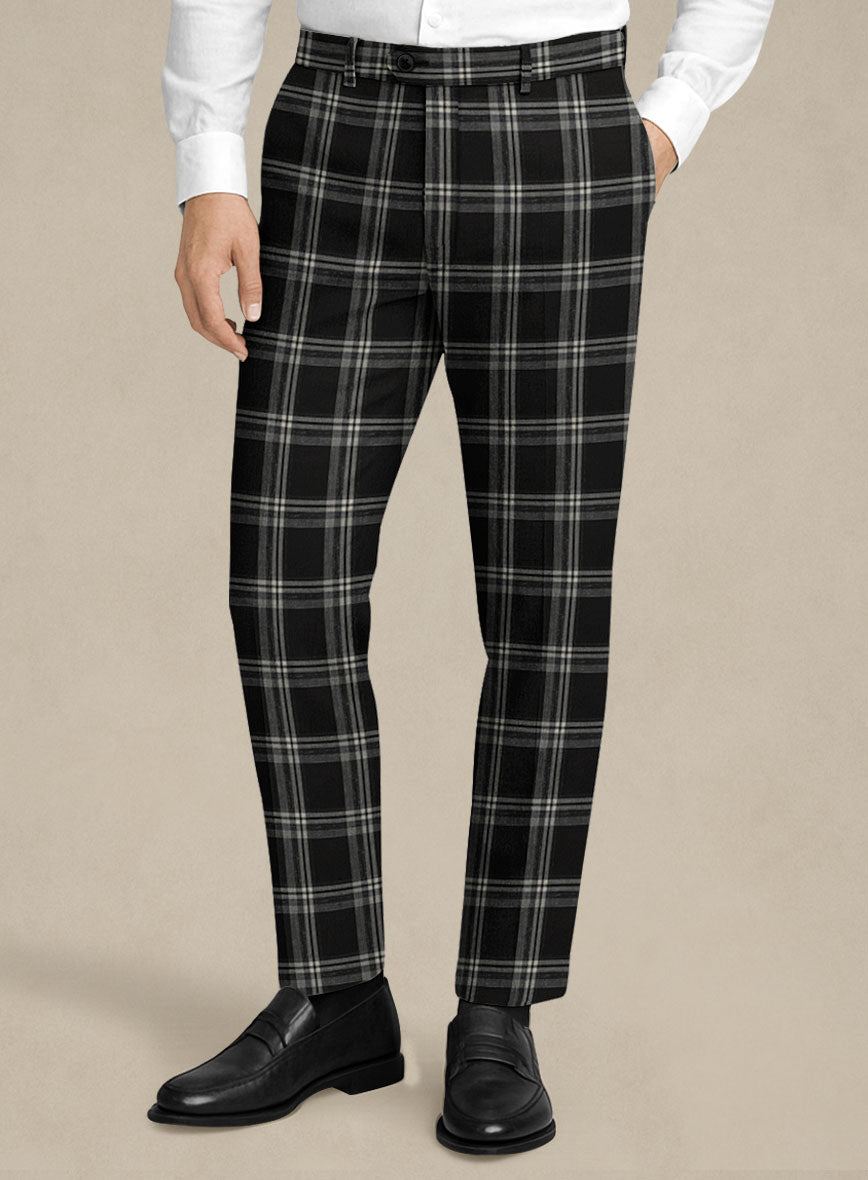 Italiano Murano Oseja Black Wool Linen Silk Pants - StudioSuits