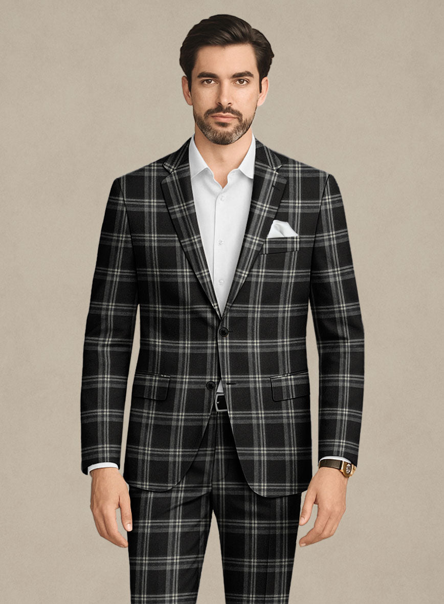 Italiano Murano Oseja Black Wool Linen Silk Jacket - StudioSuits