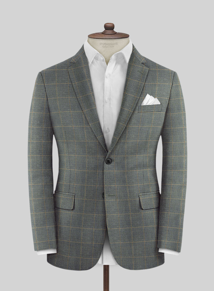 Italian Murano Sero Houndstooth Wool Linen Silk Jacket - StudioSuits