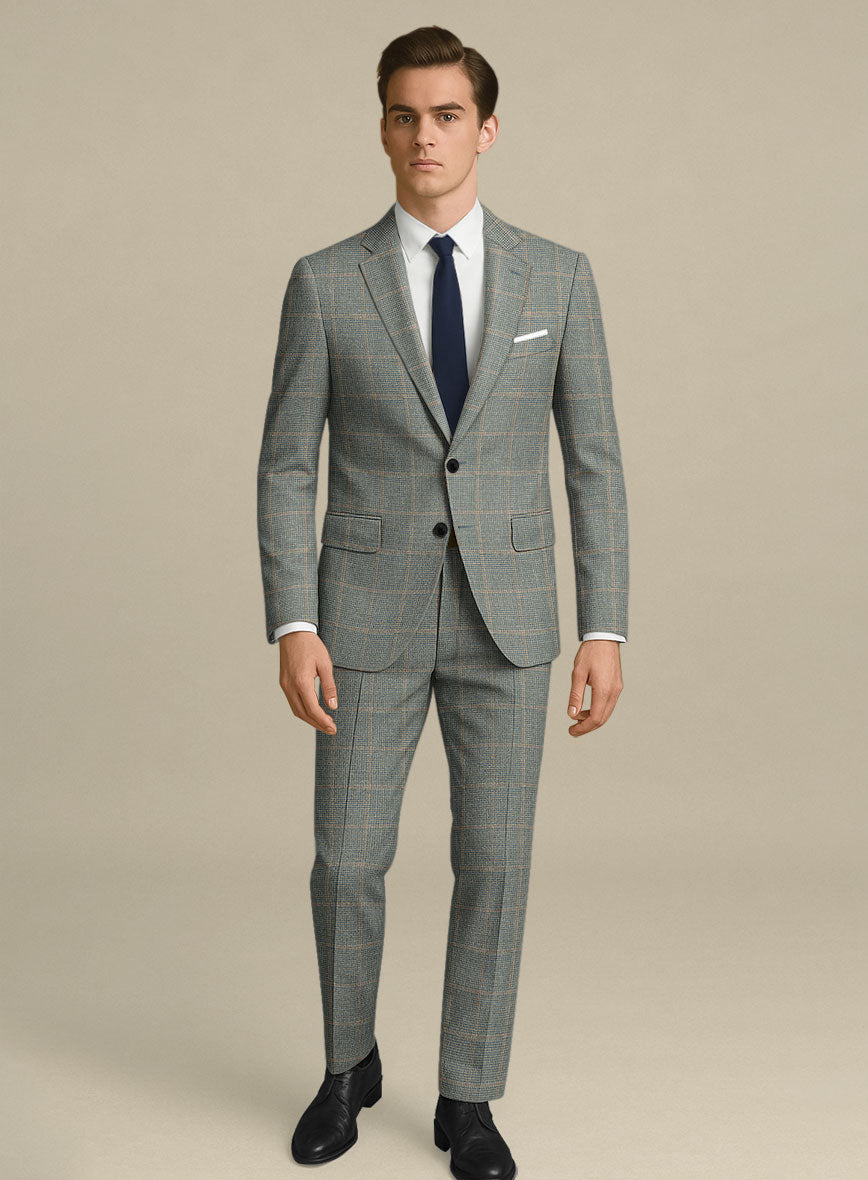 Italian Murano Sero Houndstooth Wool Linen Silk Suit - StudioSuits
