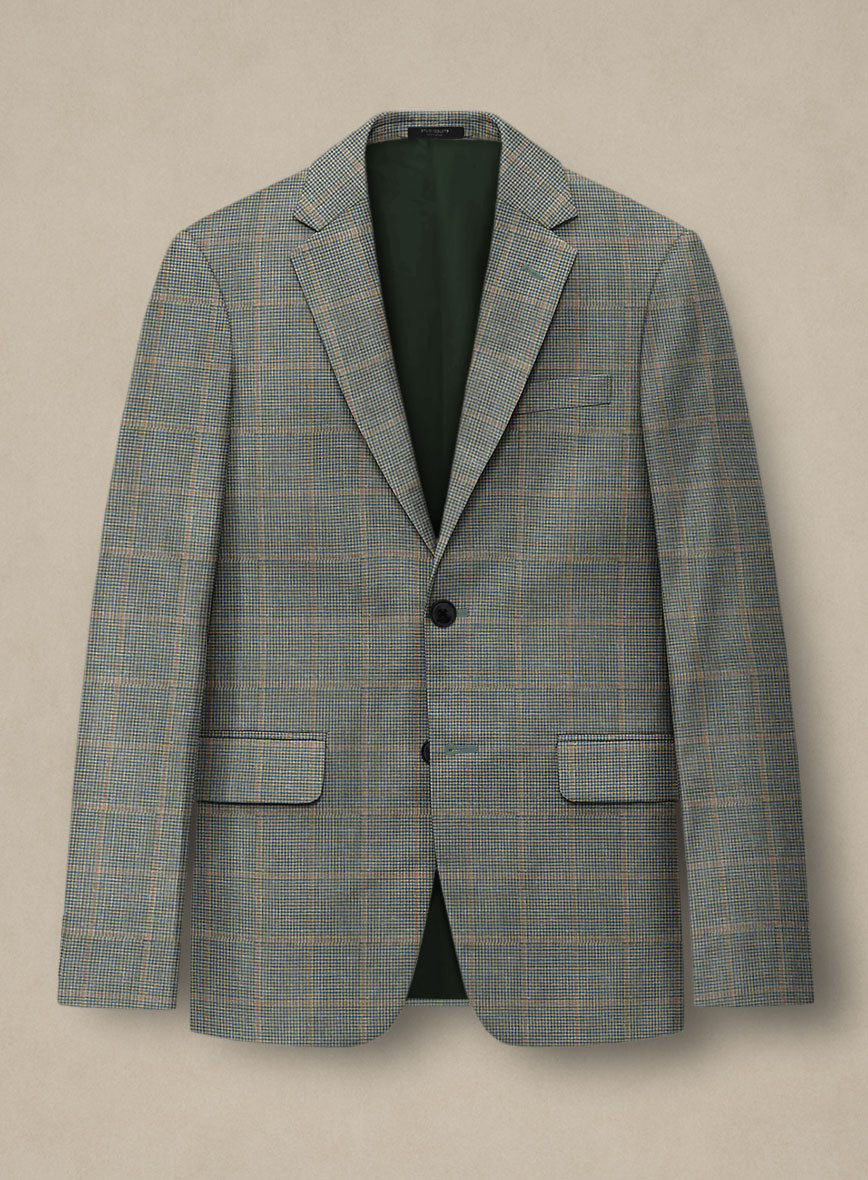 Italian Murano Sero Houndstooth Wool Linen Silk Jacket - StudioSuits