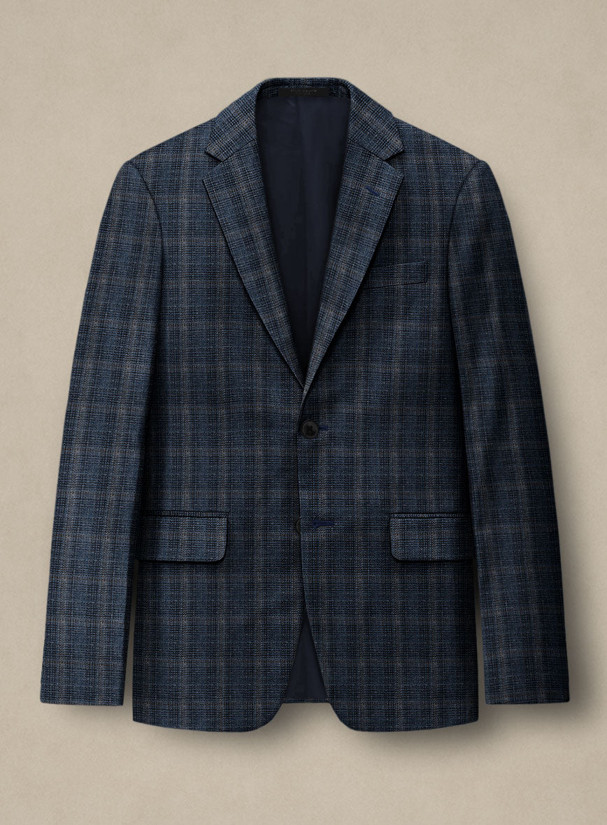 Italian Murano Sovil Blue Wool Linen Silk Jacket - StudioSuits