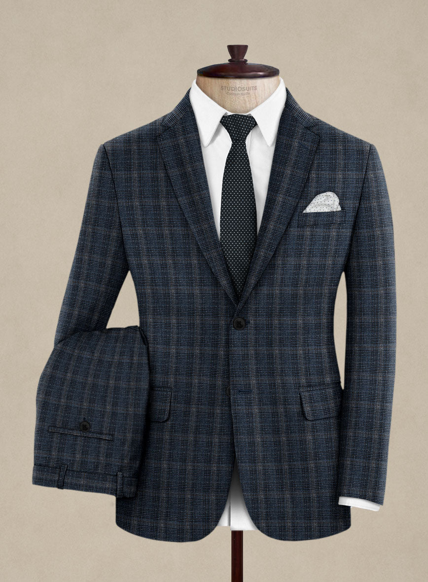 Italian Murano Sovil Blue Wool Linen Silk Suit - StudioSuits