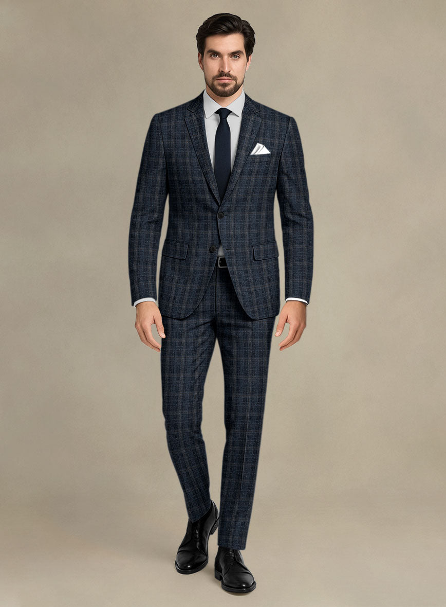 Italian Murano Sovil Blue Wool Linen Silk Suit - StudioSuits
