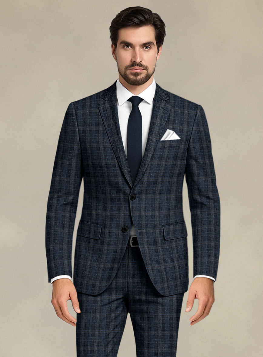 Italian Murano Sovil Blue Wool Linen Silk Suit - StudioSuits
