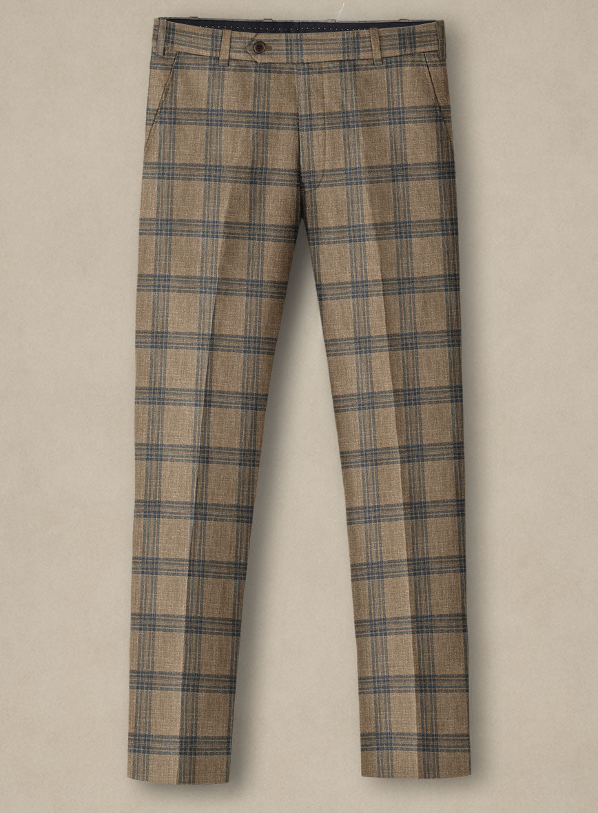 Italian Murano Vaier Brown Wool Linen Silk Pants - StudioSuits