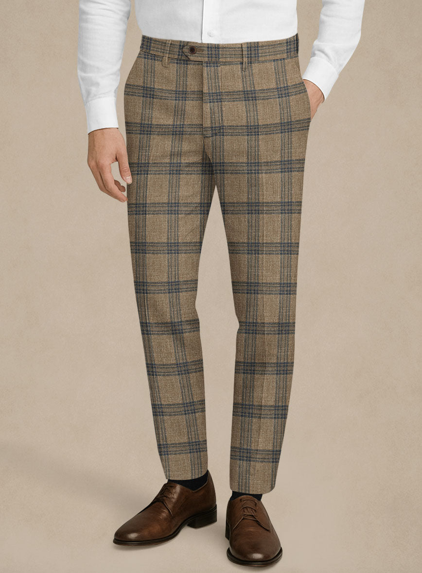 Italian Murano Vaier Brown Wool Linen Silk Pants - StudioSuits