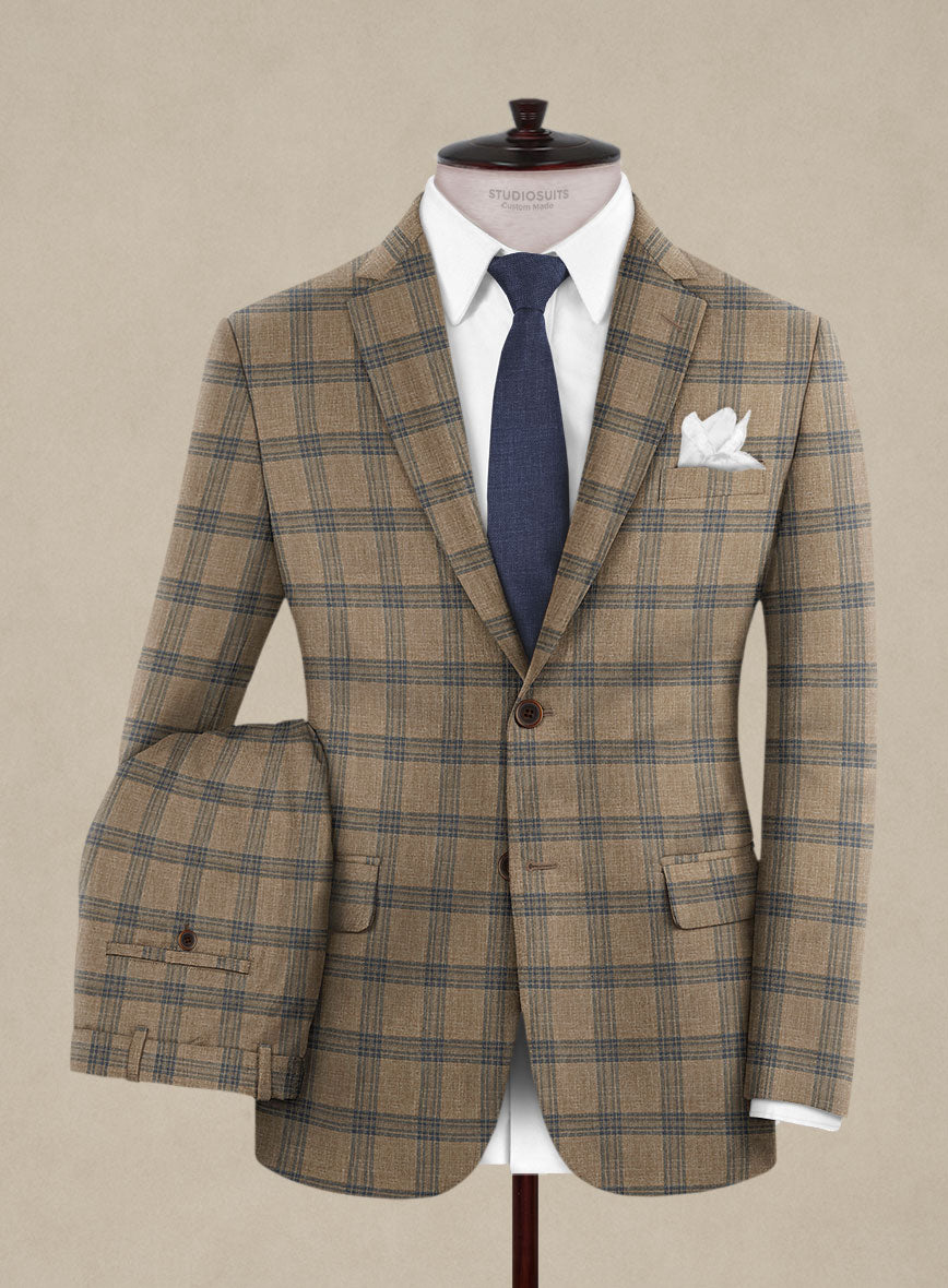 Italian Murano Vaier Brown Wool Linen Silk Suit - StudioSuits