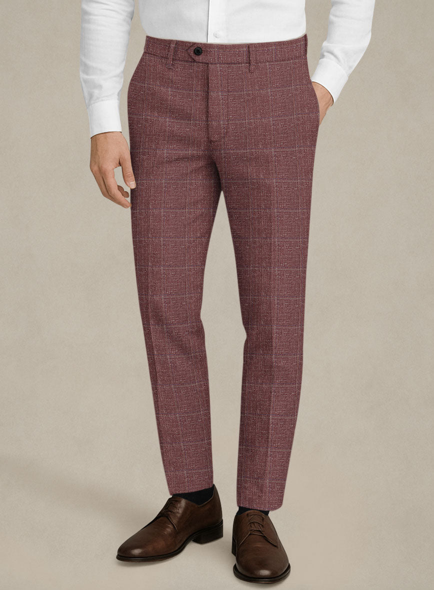 Italian Murano Vireja Mauve Wool Linen Silk Pants - StudioSuits