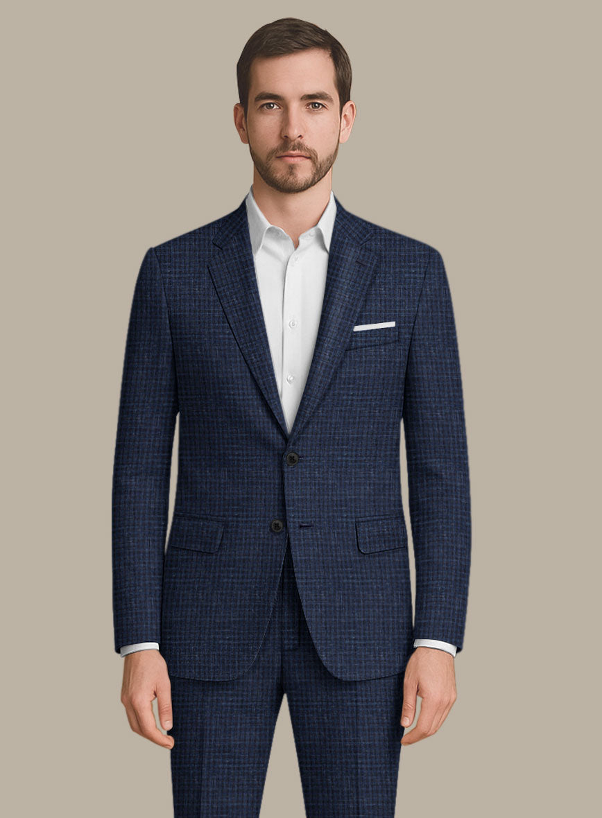 Italian Murano Zonla Blue Wool Linen Jacket - StudioSuits
