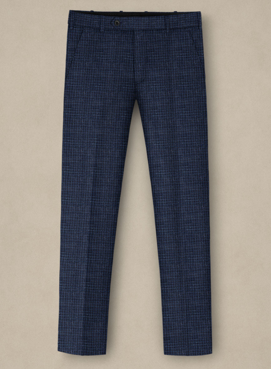 Italian Murano Zonla Blue Wool Linen Pants - StudioSuits