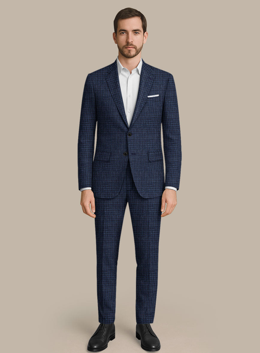 Italian Murano Zonla Blue Wool Linen Suit - StudioSuits