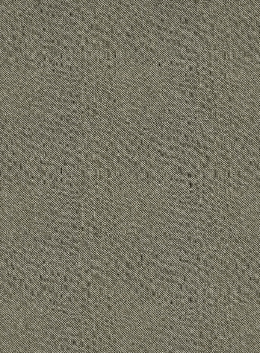 Italian Muted Green Linen Highland Trousers - StudioSuits