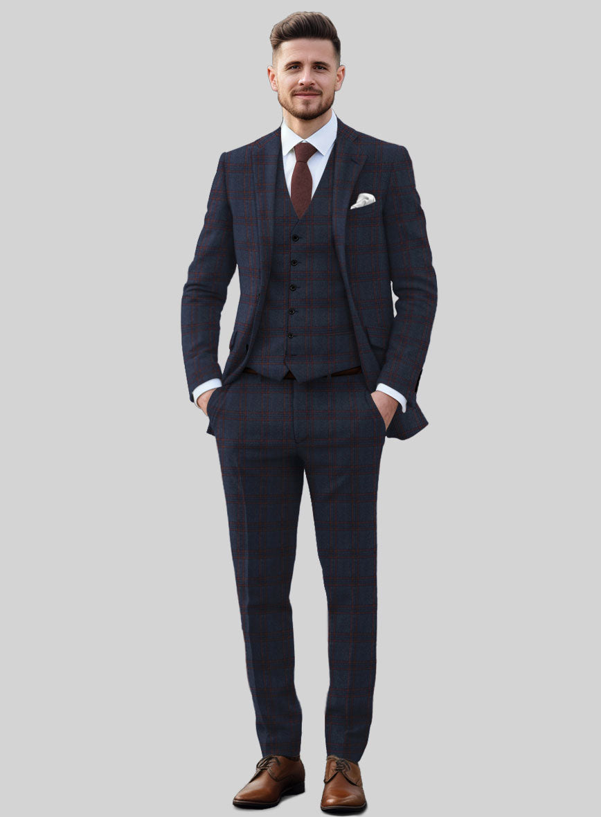 Italian Narciso Check Tweed Suit - StudioSuits