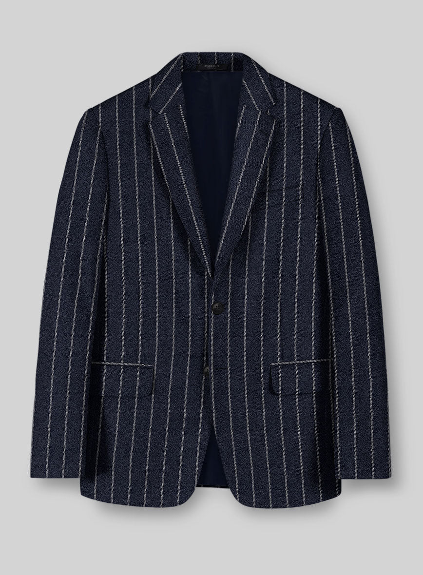 Italian Navy Ascot Rope Stripe Tweed Jacket - StudioSuits