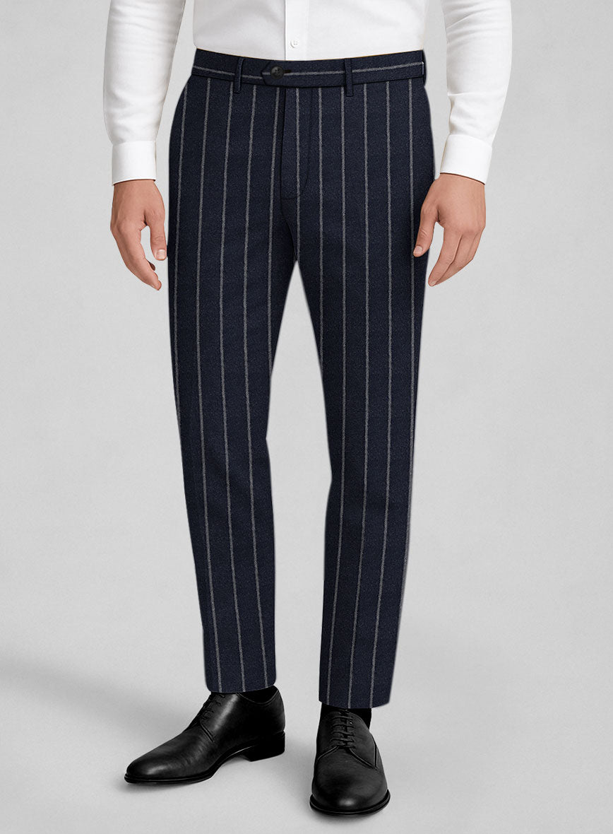 Italian Navy Ascot Rope Stripe Tweed Pants - StudioSuits