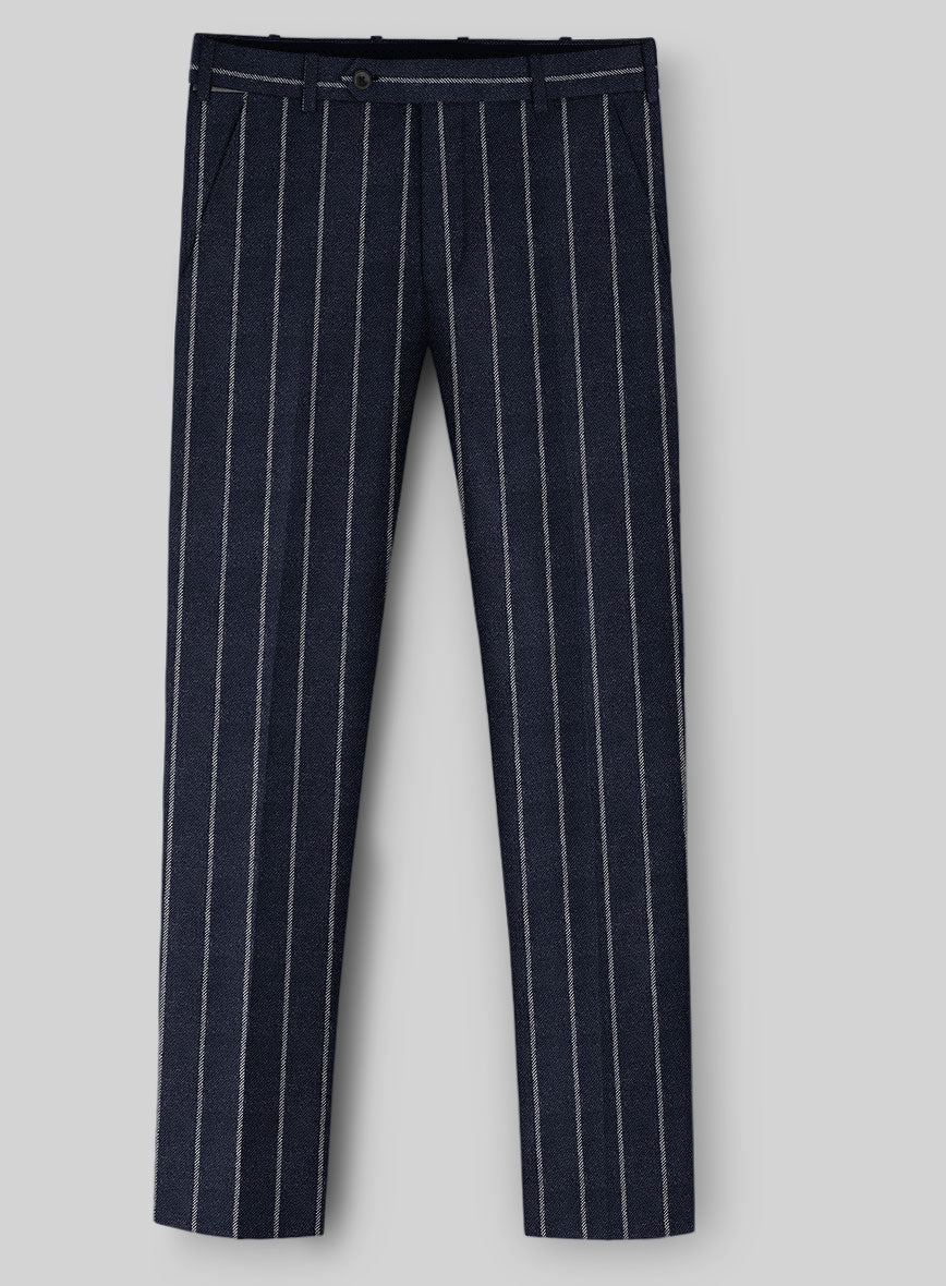 Italian Navy Ascot Rope Stripe Tweed Pants - StudioSuits