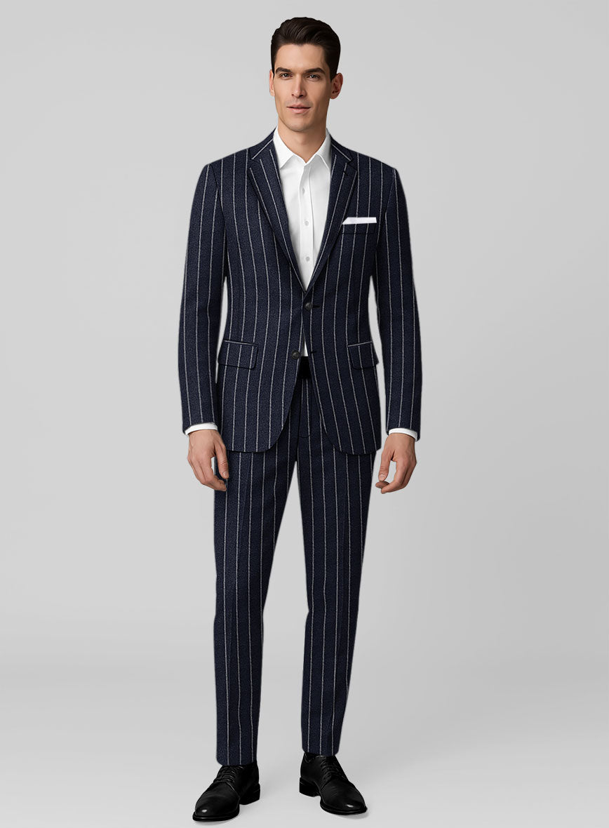 Italian Navy Ascot Rope Stripe Tweed Suit - StudioSuits