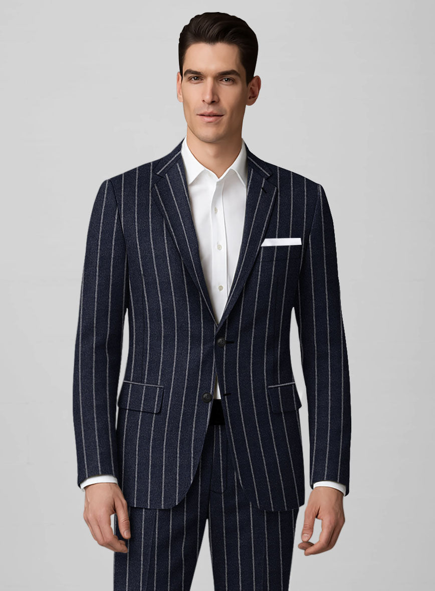 Italian Navy Ascot Rope Stripe Tweed Suit - StudioSuits