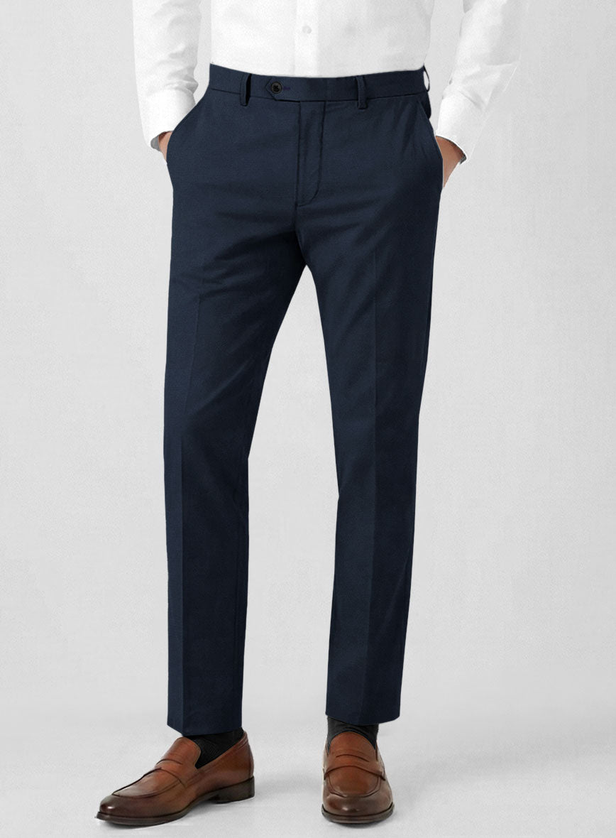 Italian Navy Blue Cotton Stretch Suit - StudioSuits