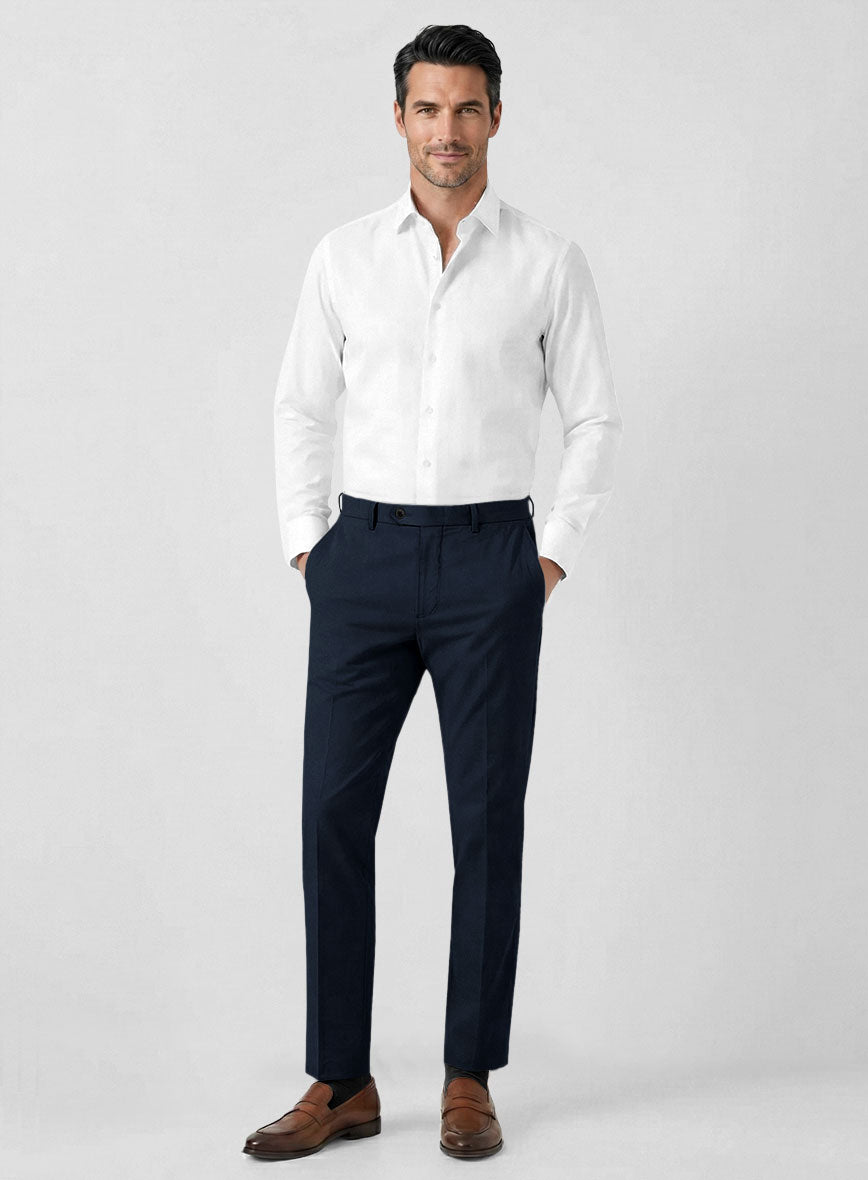Italian Navy Blue Cotton Stretch Suit - StudioSuits