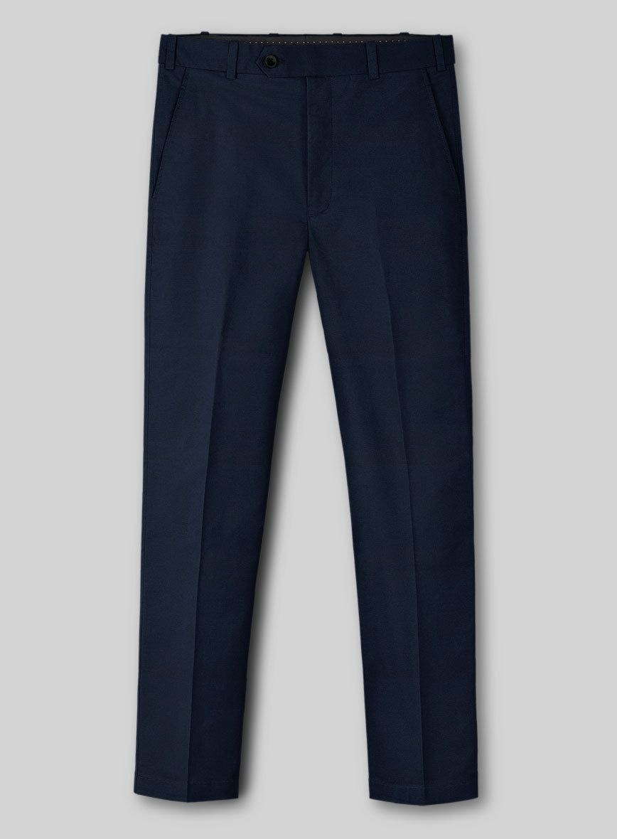 Italian Navy Blue Cotton Stretch Suit - StudioSuits
