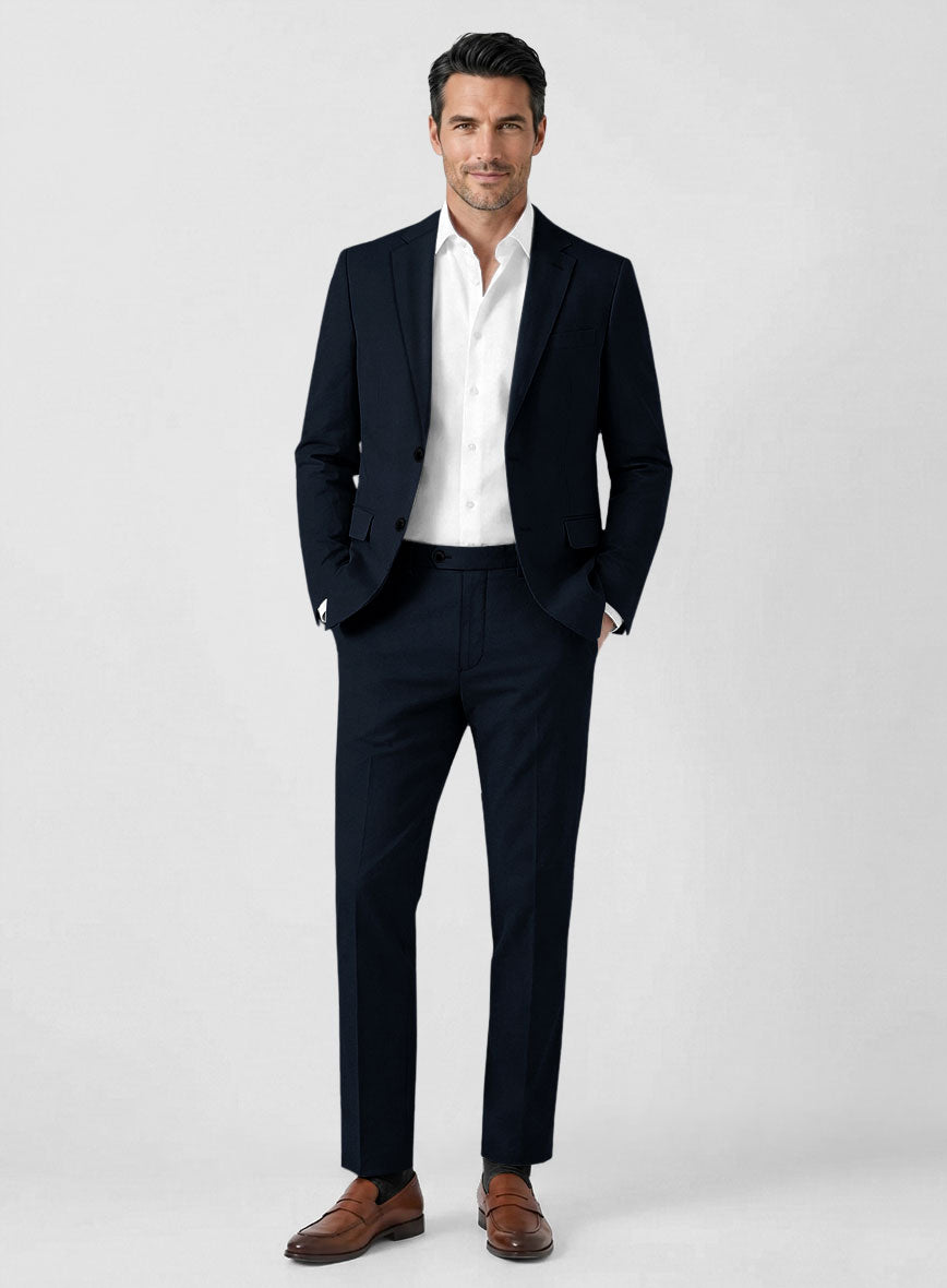 Italian Navy Blue Cotton Stretch Suit - StudioSuits