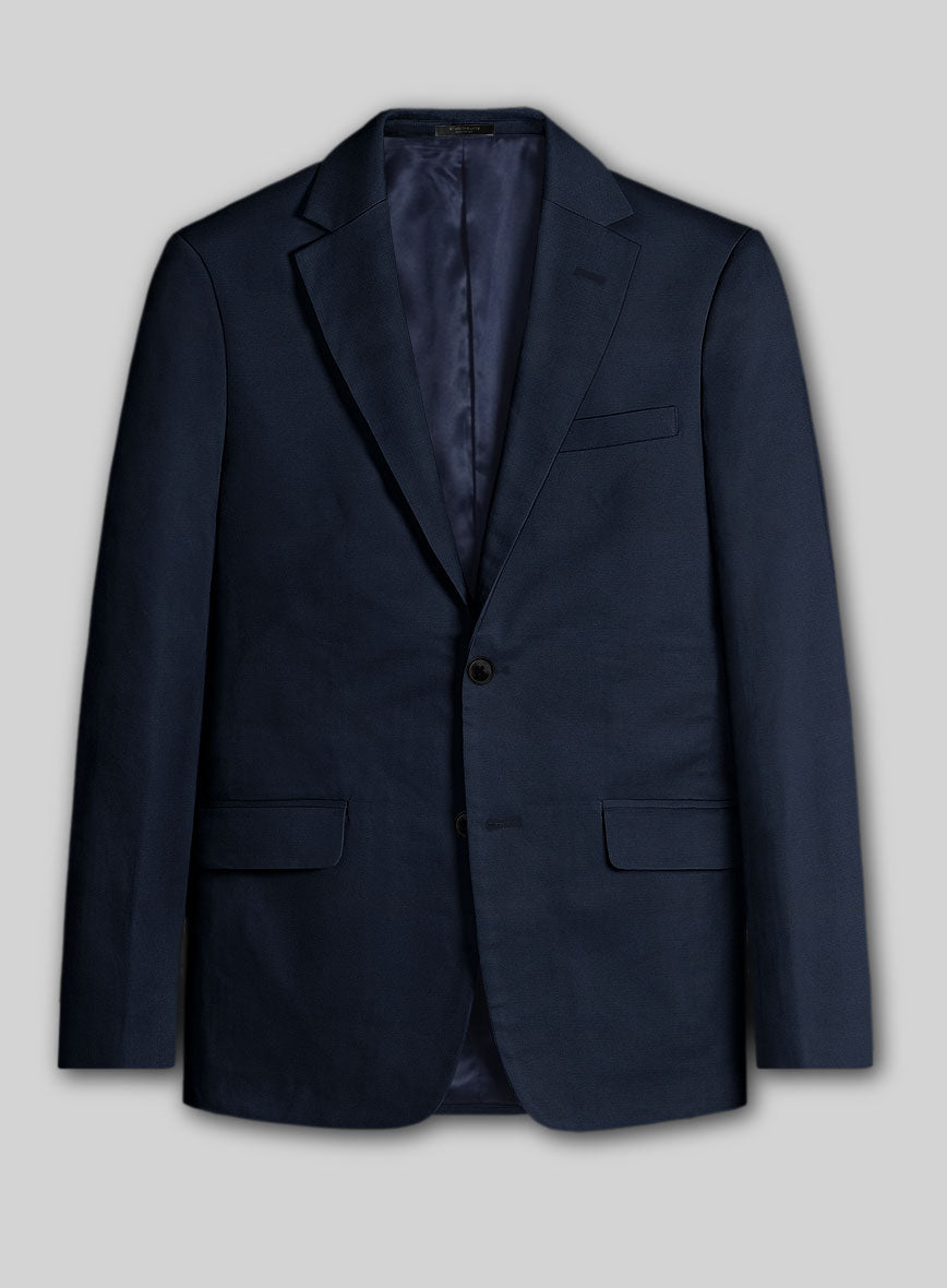 Italian Navy Blue Cotton Stretch Suit - StudioSuits