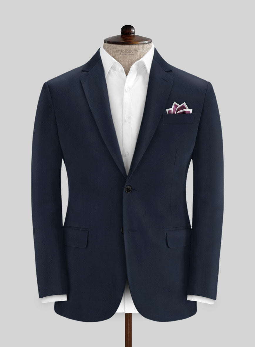 Italian Navy Blue Cotton Stretch Jacket - StudioSuits