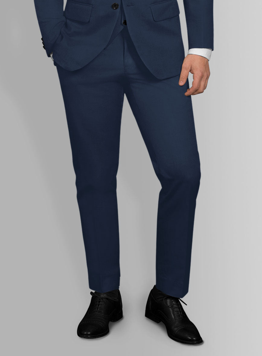 Italian Navy Blue Cotton Stretch Pants - StudioSuits