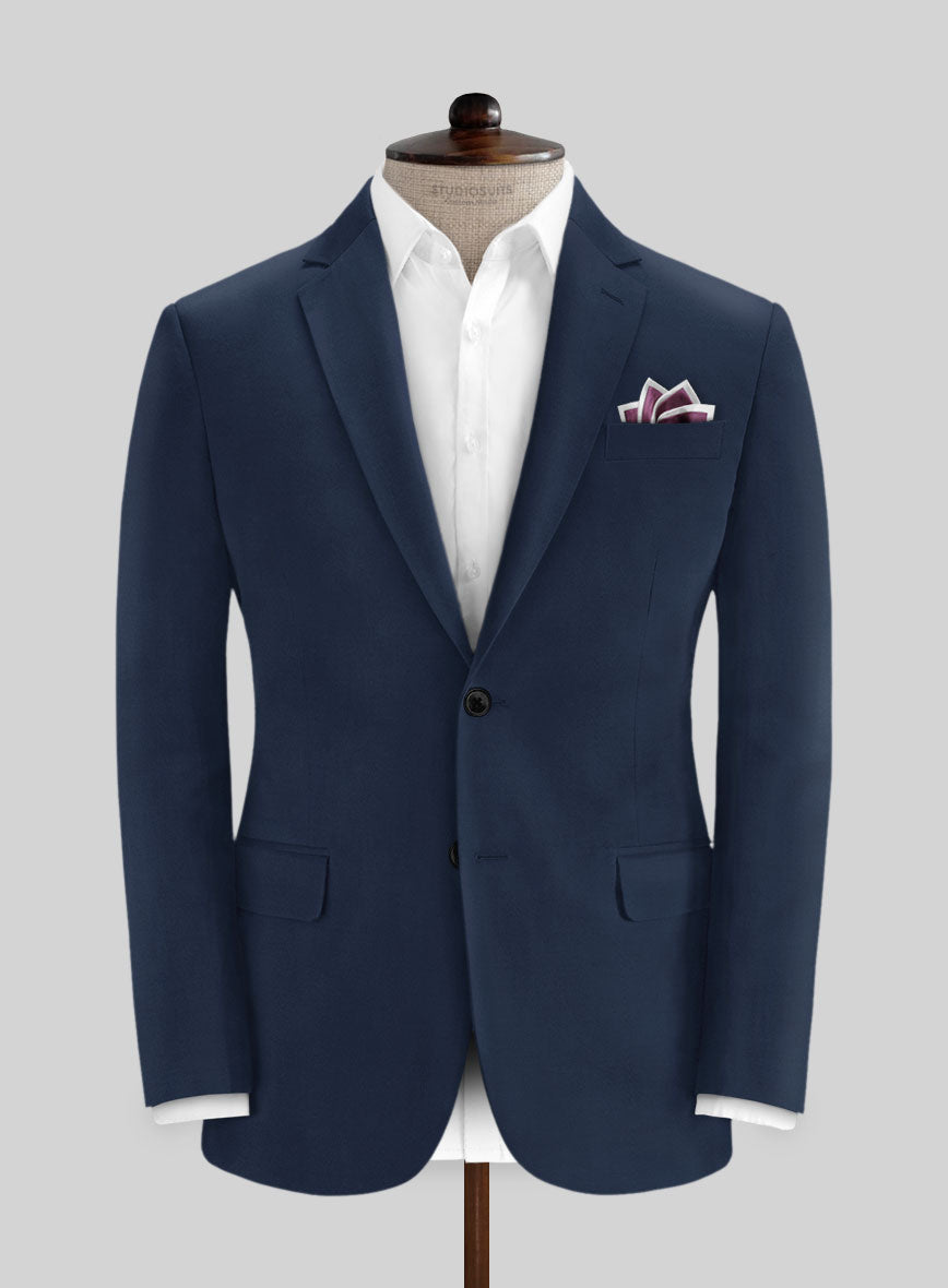 Italian Navy Blue Cotton Stretch Suit - StudioSuits
