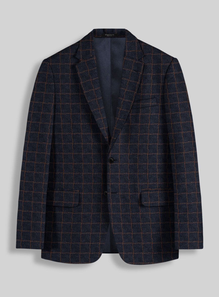 Italian Navy Terra Check Tweed Jacket - StudioSuits