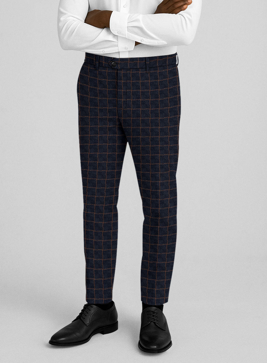 Italian Navy Terra Check Tweed Pants - StudioSuits