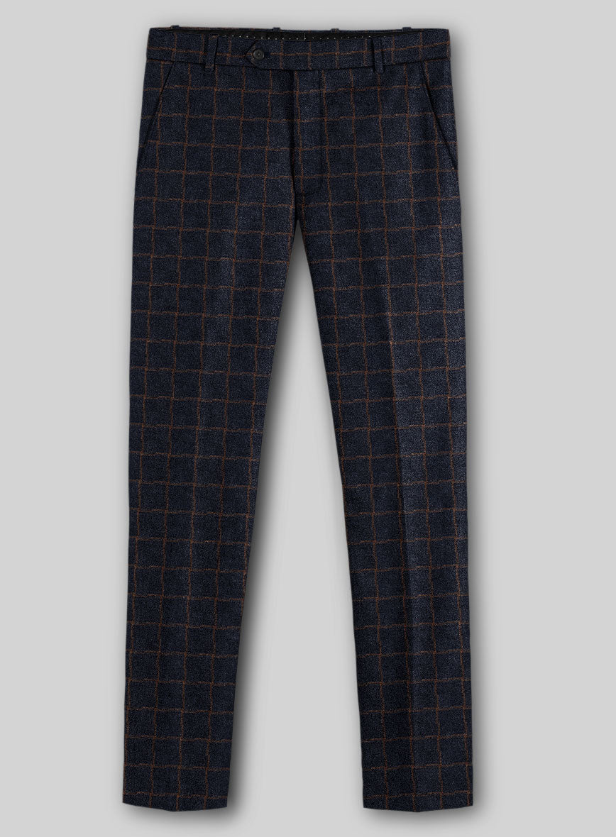 Italian Navy Terra Check Tweed Pants - StudioSuits