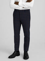 Italian Navy Terra Check Tweed Pants - StudioSuits