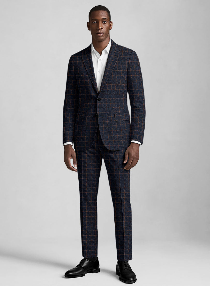 Italian Navy Terra Check Tweed Suit - StudioSuits
