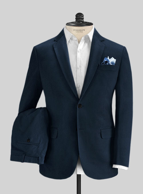 Italian Nile Blue Cotton Stretch Suit - StudioSuits