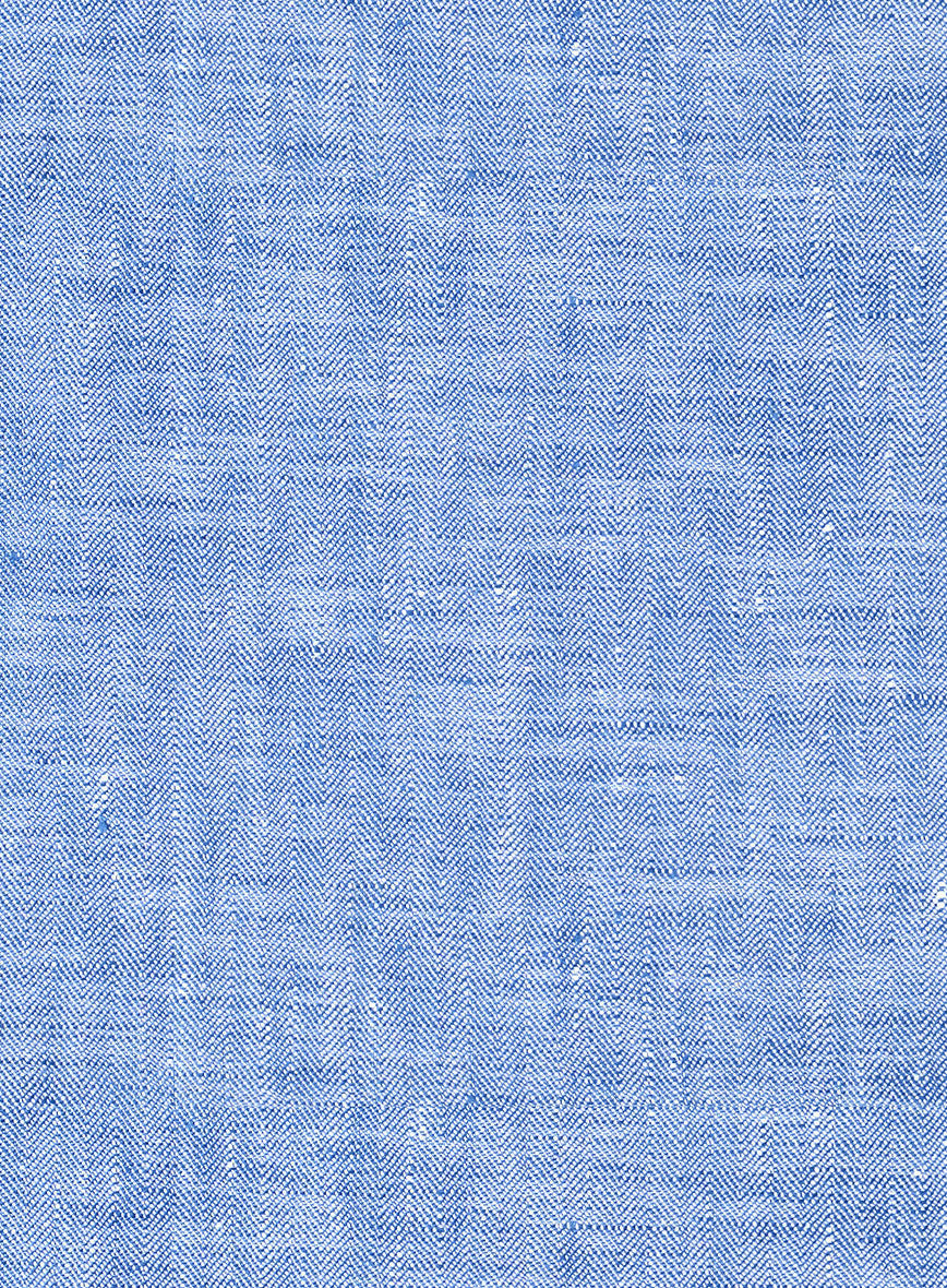 Italian Nile Blue Linen Highland Trousers - StudioSuits