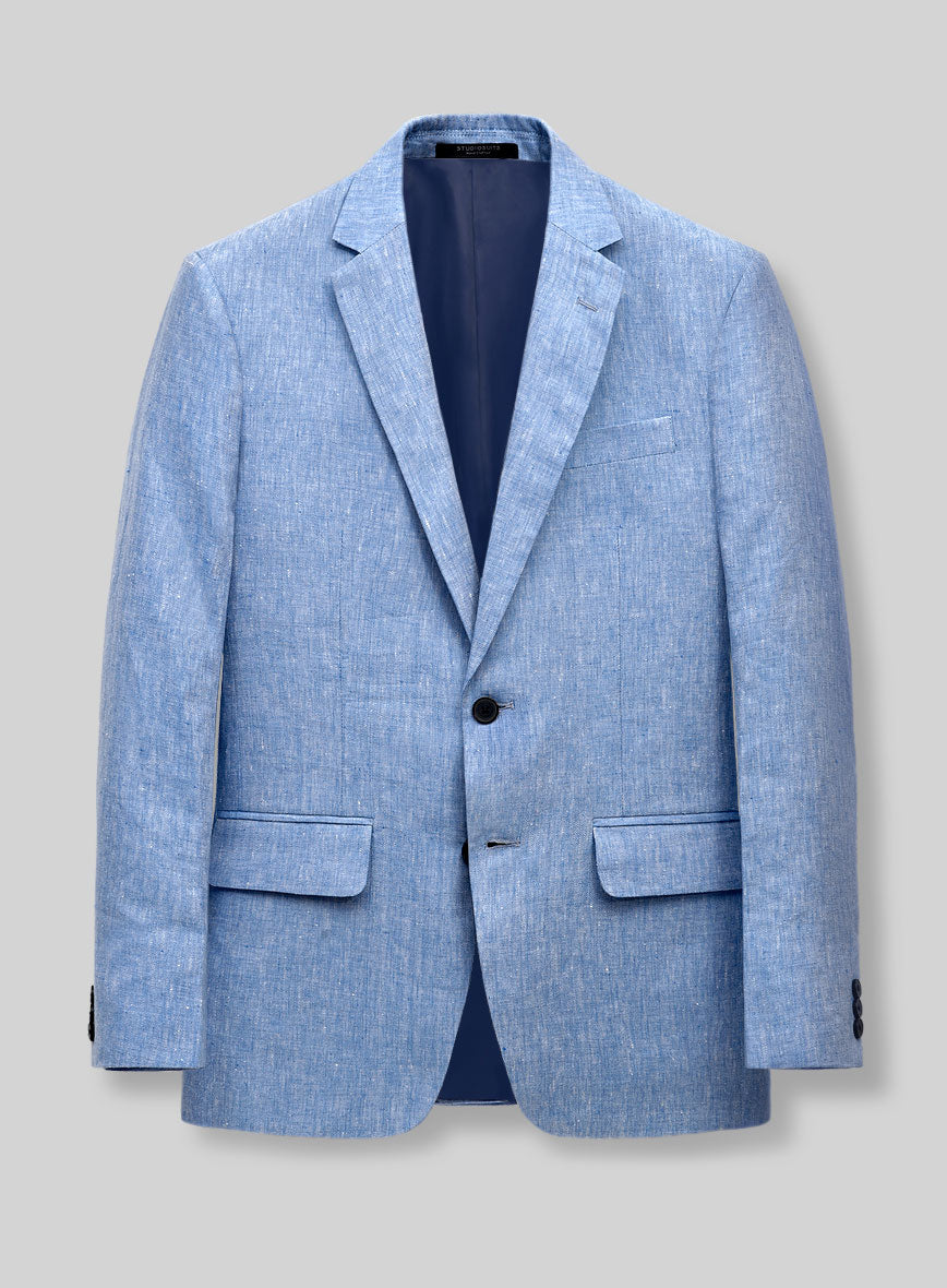 Italian Nile Blue Linen Jacket - StudioSuits